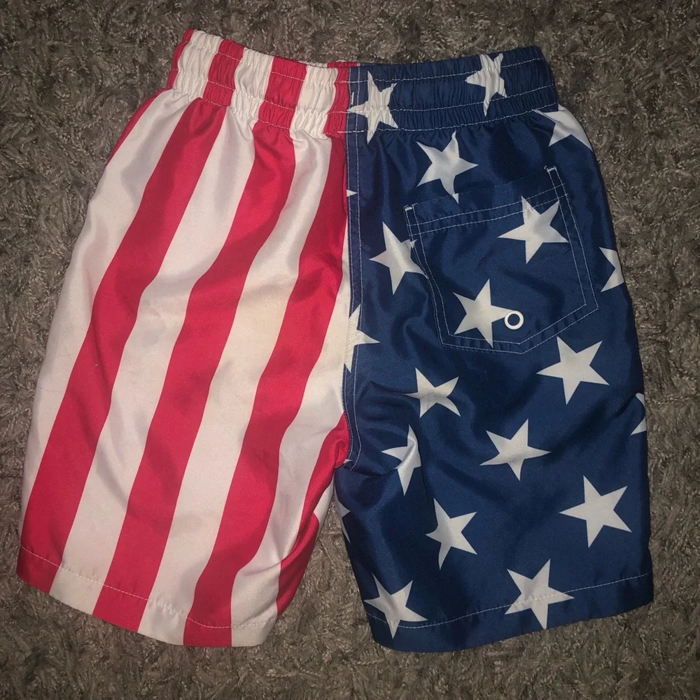 Wave Zone American Flag Swim Trunks, Size 8